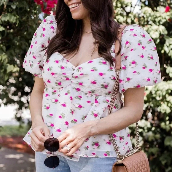 💥SOLD💥BuddyLove Blakely Peplum Short Sleeve Top - Calla Lily - Picture 4 of 13